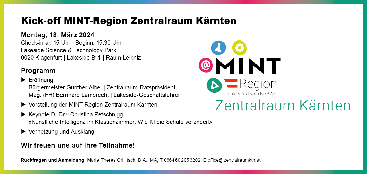 Flyer for the Kick-off Event of the MINT-Region Zentralraum Kärnten