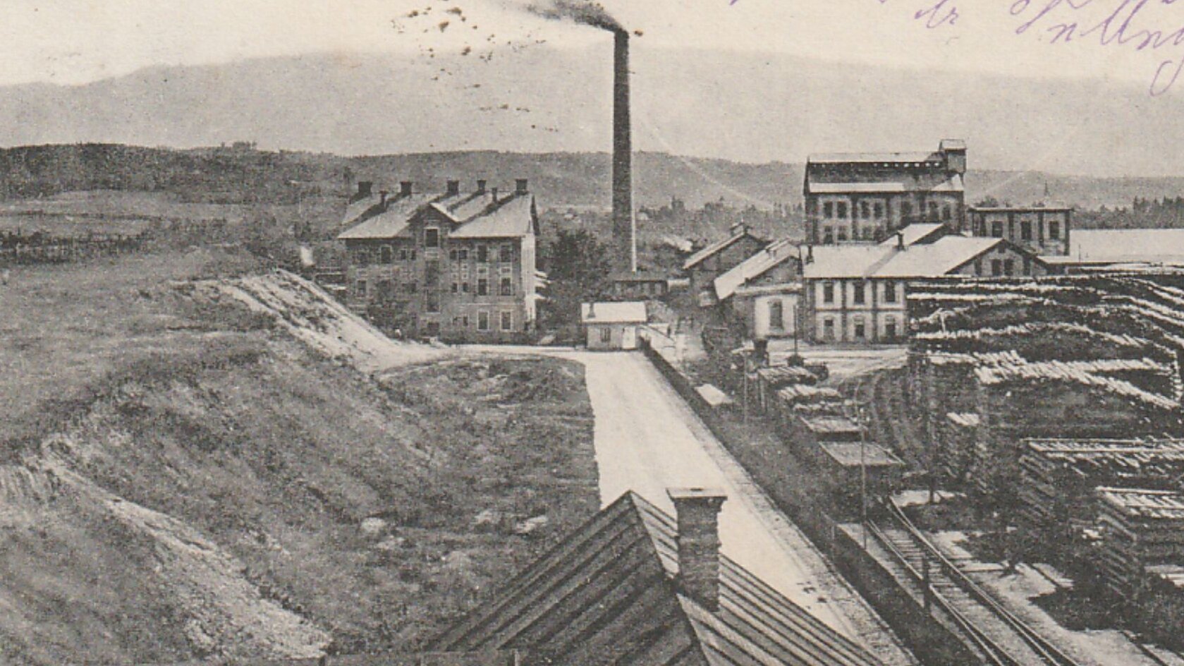 Postcard of the St. Magdalen Pulp Mill, circa 1905