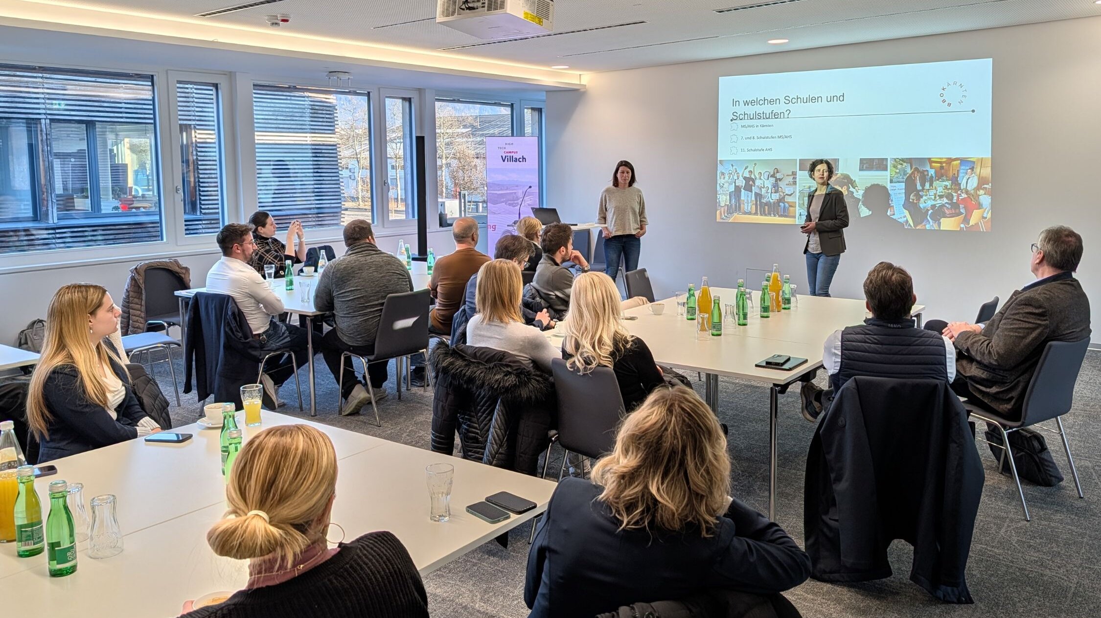 Präsentation von BBOK beim zweiten Business Breakfast Tanja Sommeregger und Martina Kemperle präsentieren die Tätigkeiten von BBOK