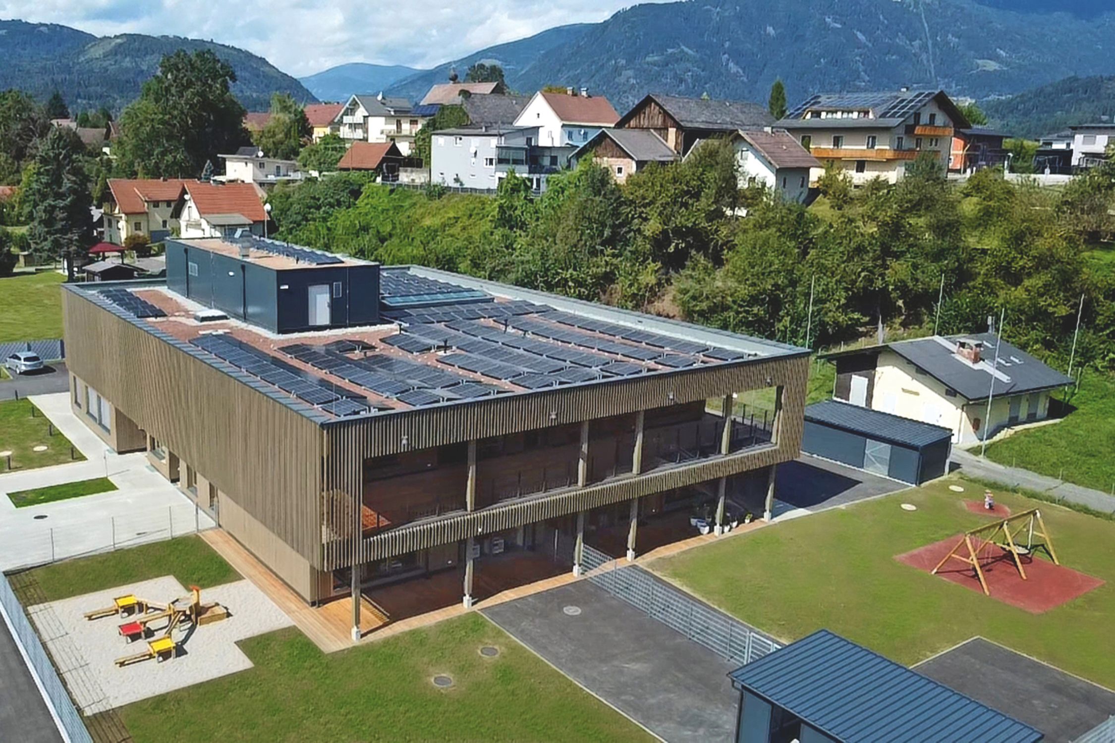 The new Kindergarten in the tpv Kindergarten building from a bird's perspective