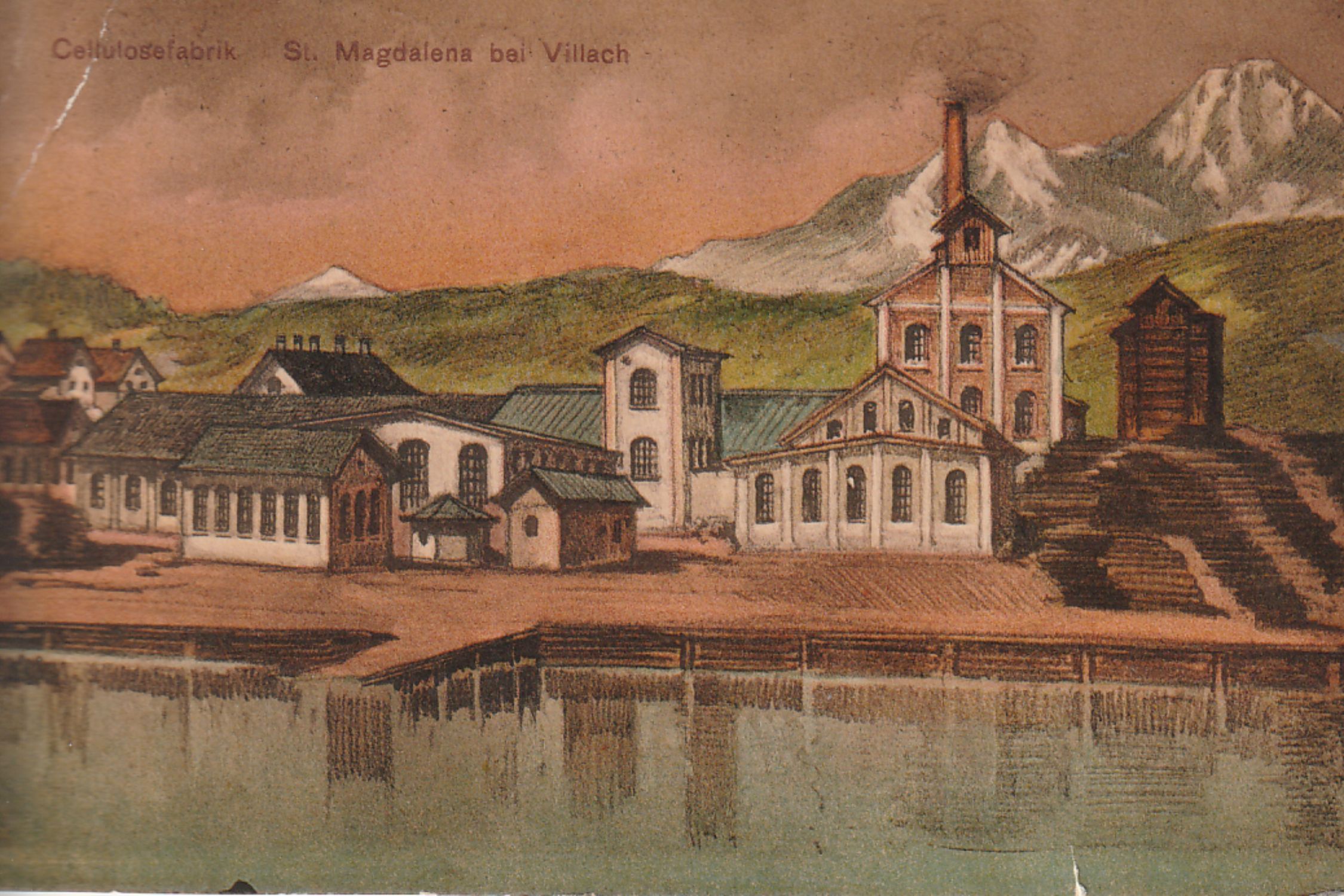 Magdalen Papierfabrik 1905 Postkarte von der Papierfabrik in St. Magdalen