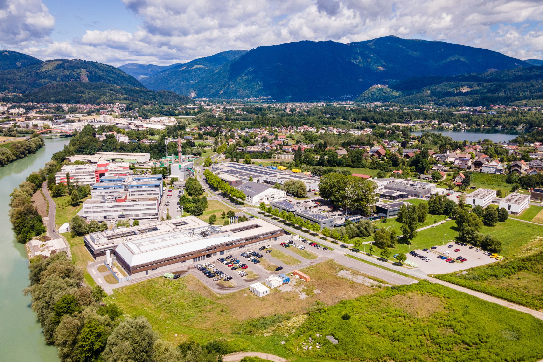 Drone shot of tpv Technology Park Villach