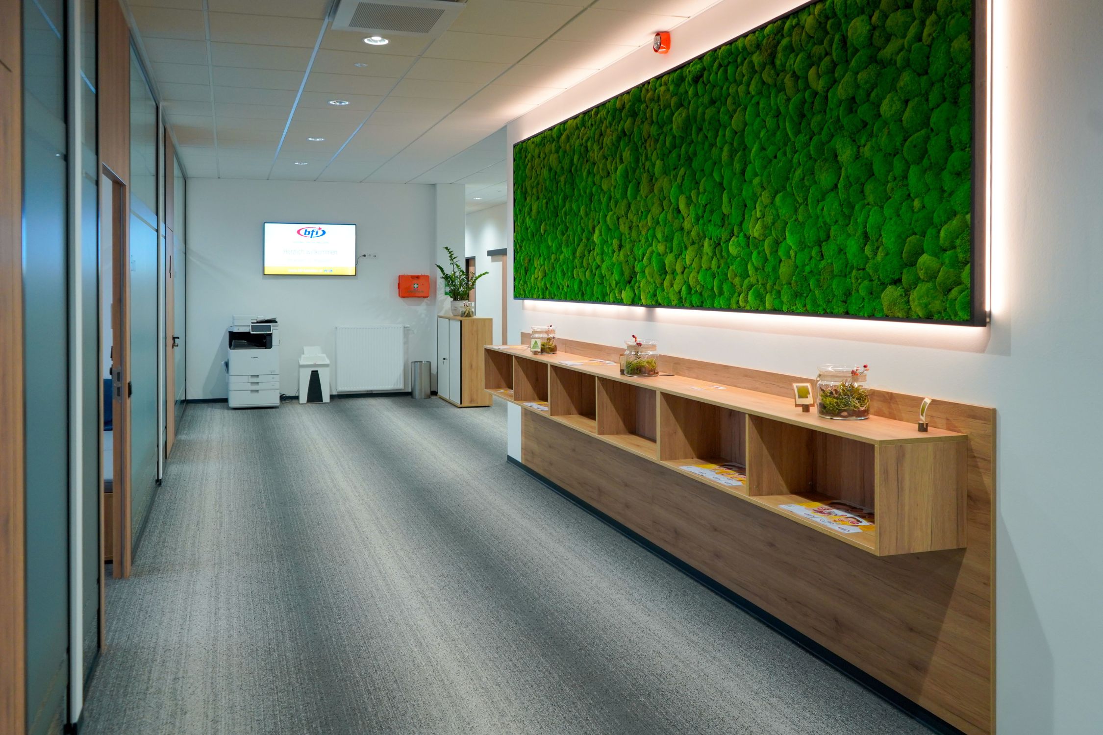 Corridor of the bfi office spaces at the tpv