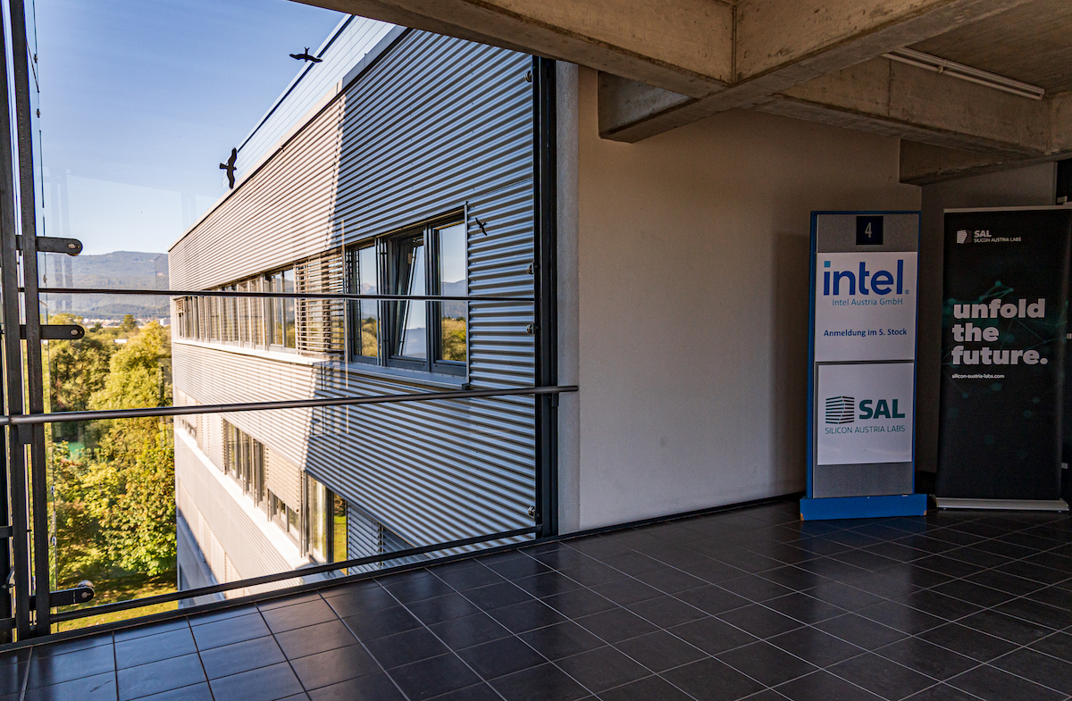 Interior view of building with glass window 